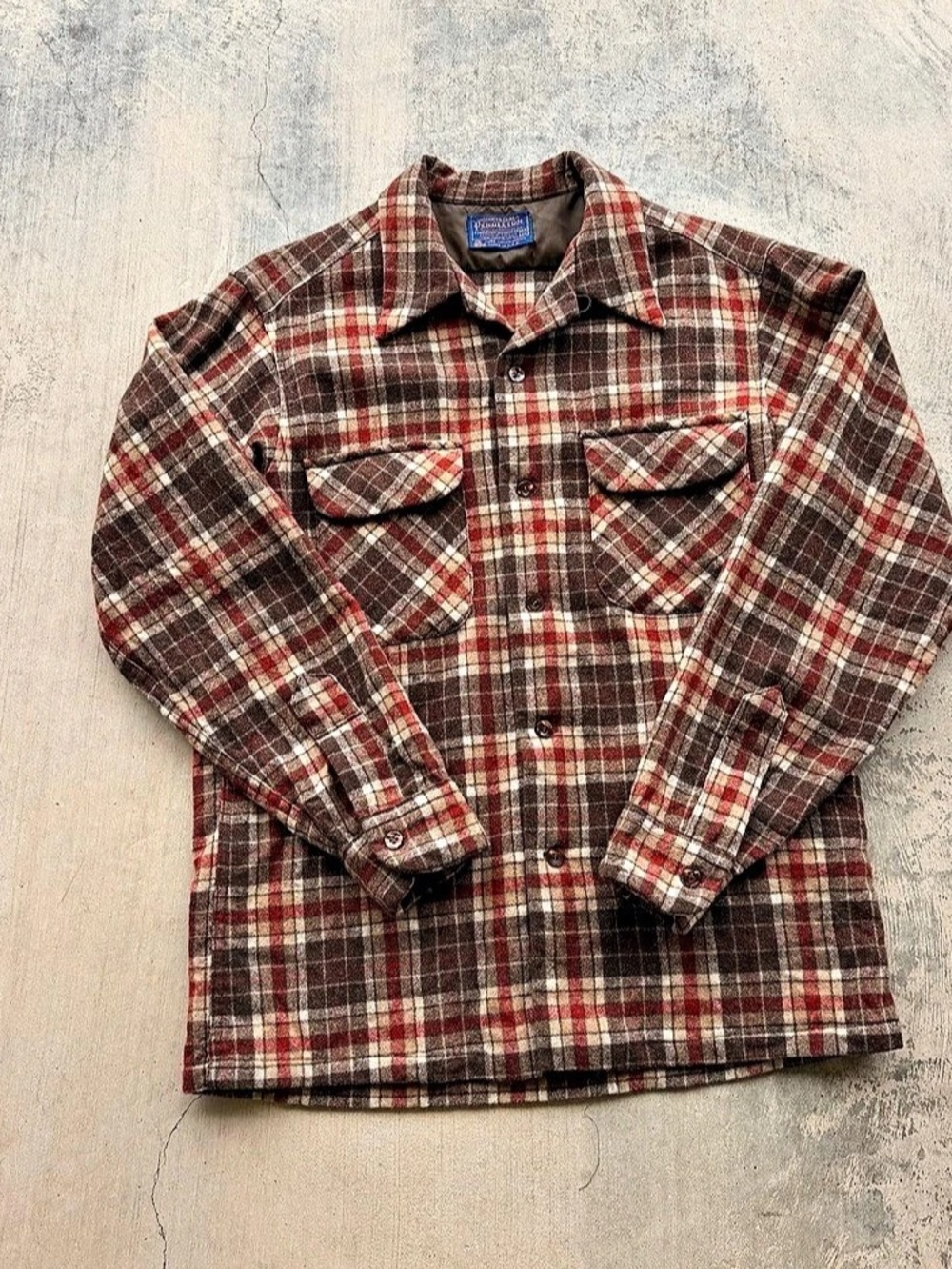 Vintage made in USA Pendleton Vintage Wool Board Shirt Plaid Wool Shirt Jacket M